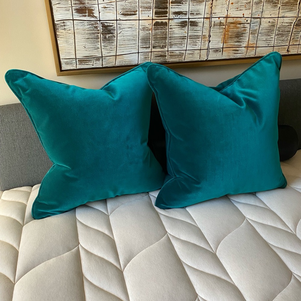 Teal Velvet Throw Pillows